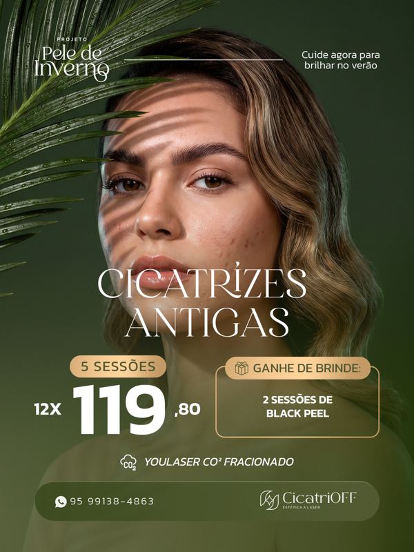 CicatriOFF — peça 4 de 17: social media para clínica de estética criada pelo H3D Studio