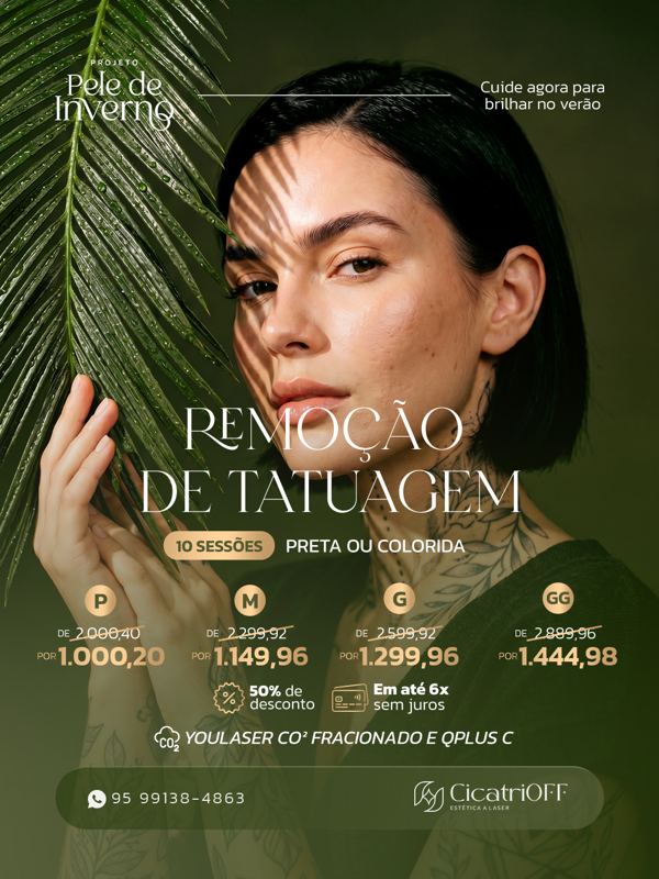 CicatriOFF — peça 5 de 17: social media para clínica de estética criada pelo H3D Studio