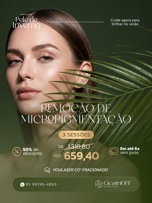 CicatriOFF — peça 6 de 17: social media para clínica de estética criada pelo H3D Studio