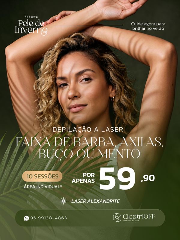 CicatriOFF — peça 12 de 17: social media para clínica de estética criada pelo H3D Studio